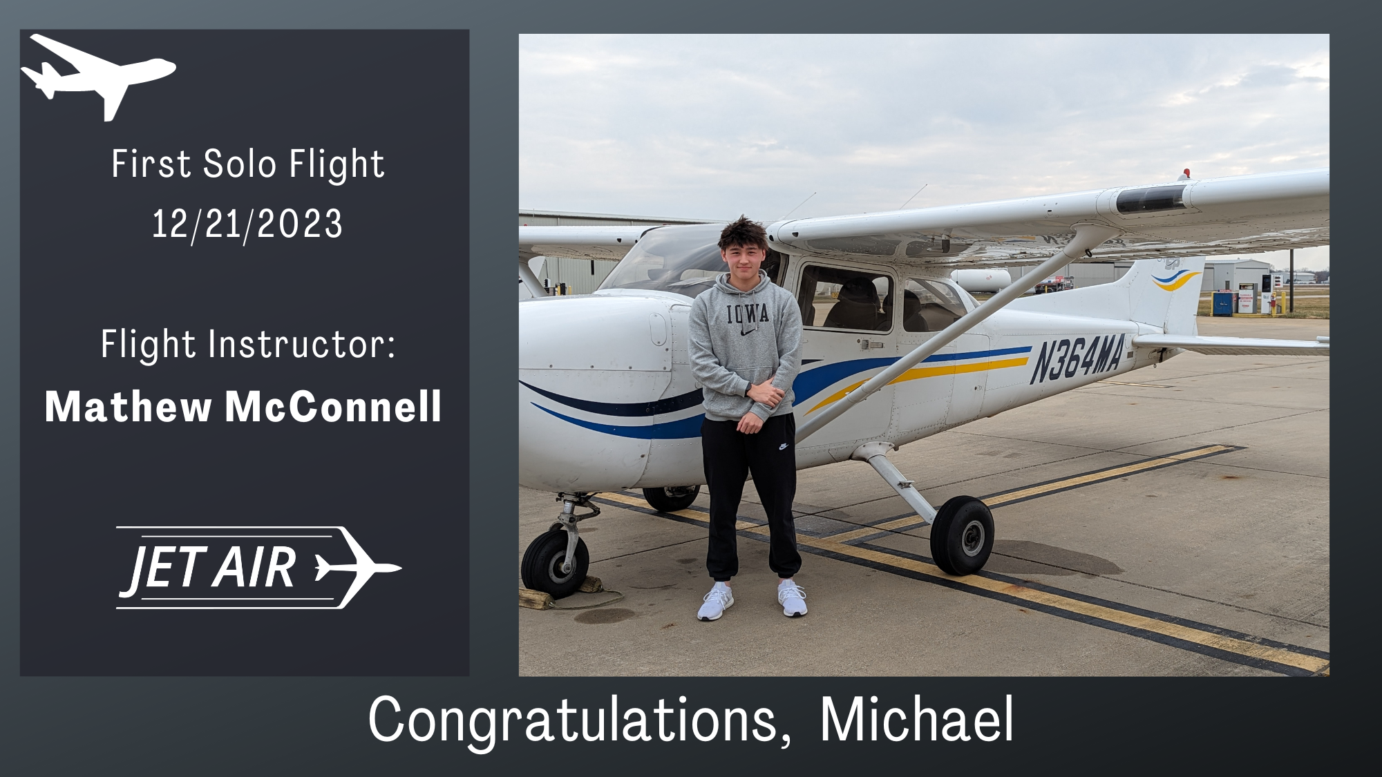 Michael Schmeltzer 1st Solo Flight 