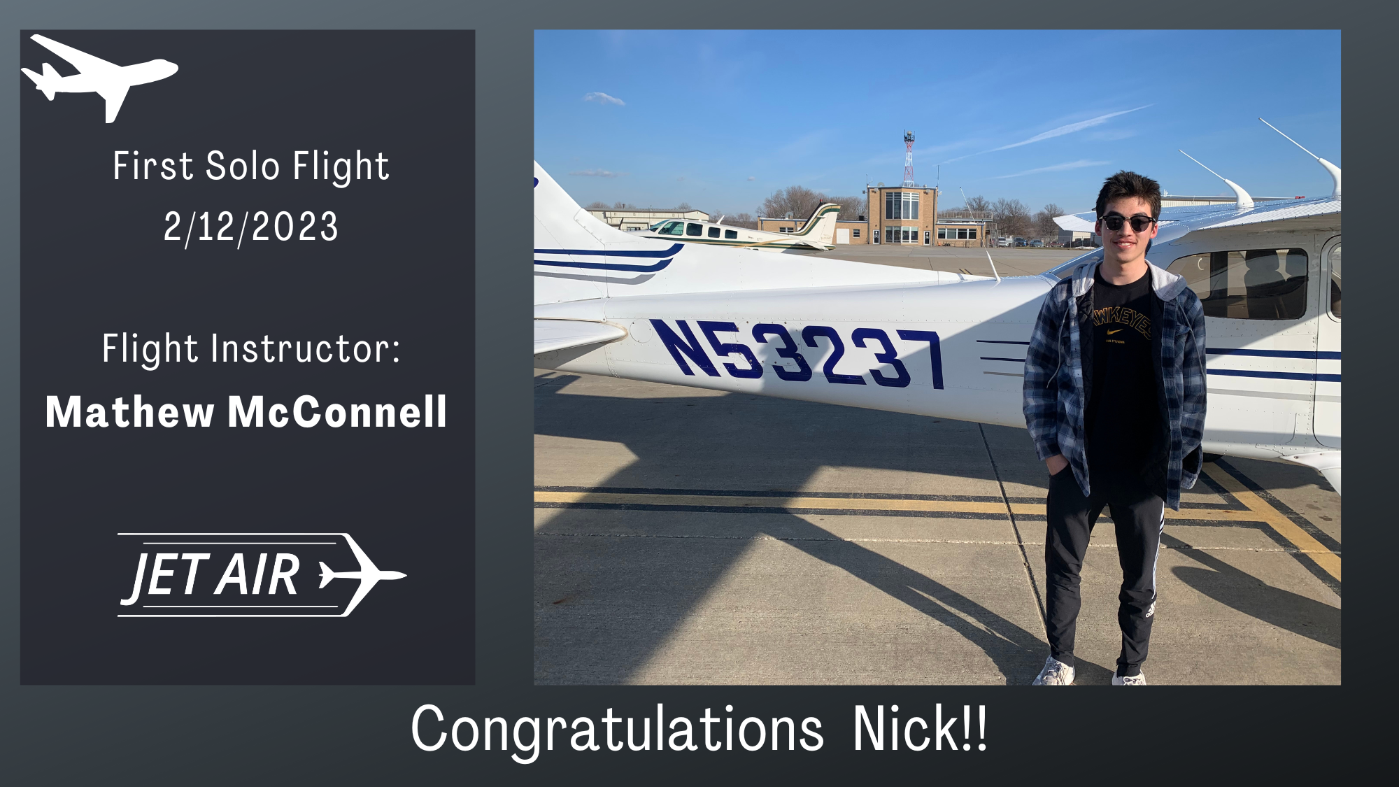 First Solo Flight Nick Feller!