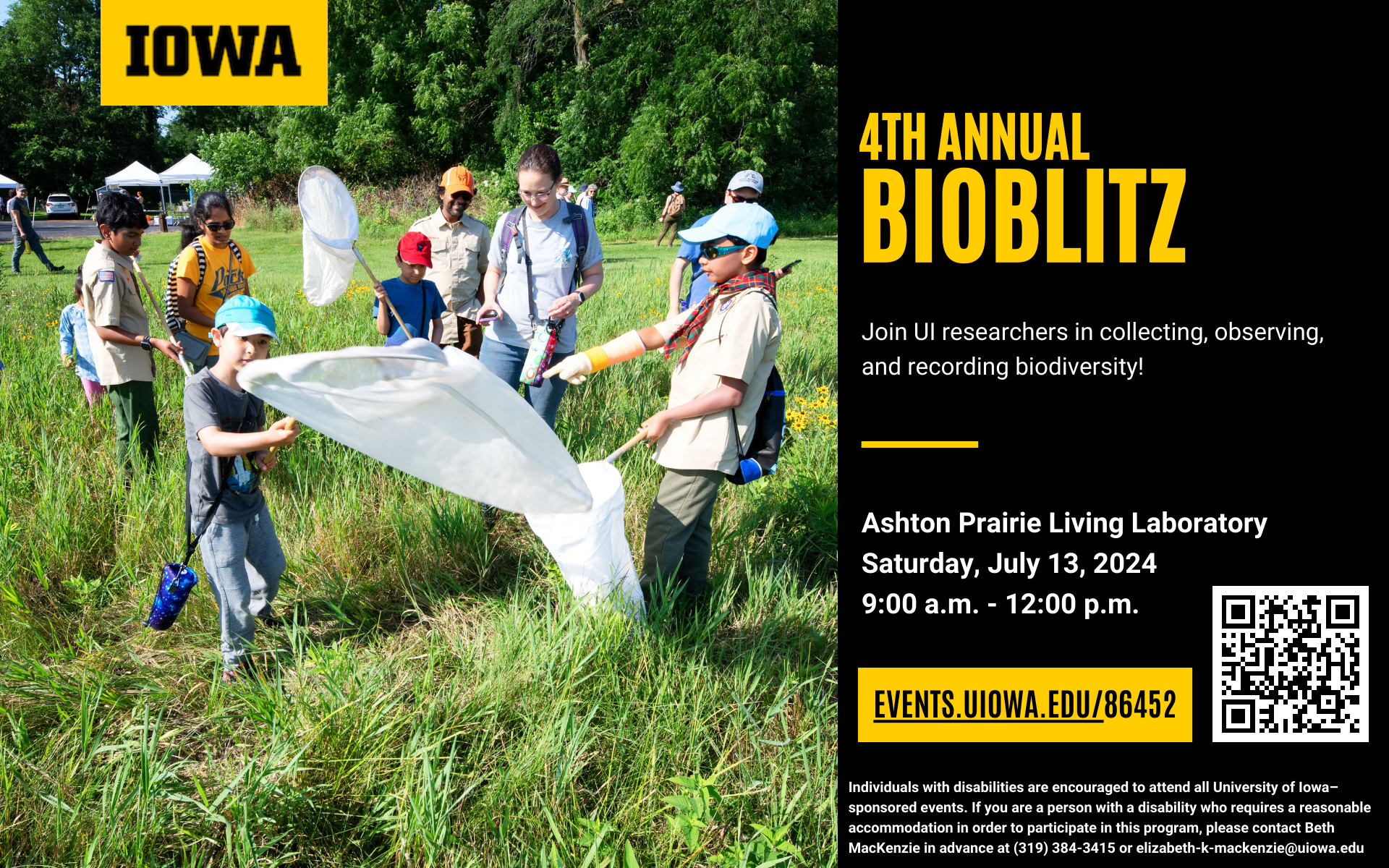 Join UI reearchers in collecting, observing, and recording biodiversity at the Ashton Prairie Living Laboratory on July 13 from 9 a.m.to noon.