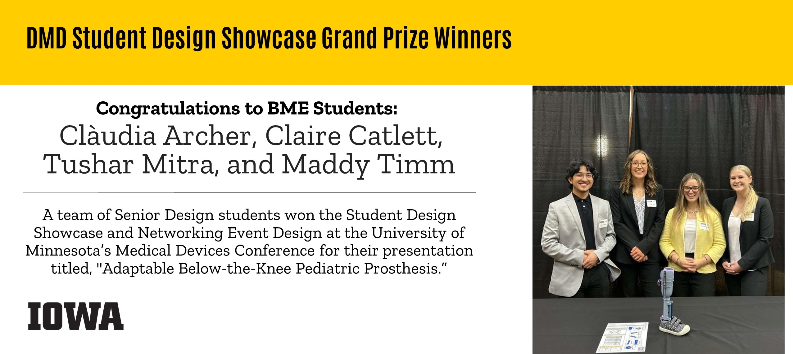 BME Student Design Showcase Grand Prize Winners