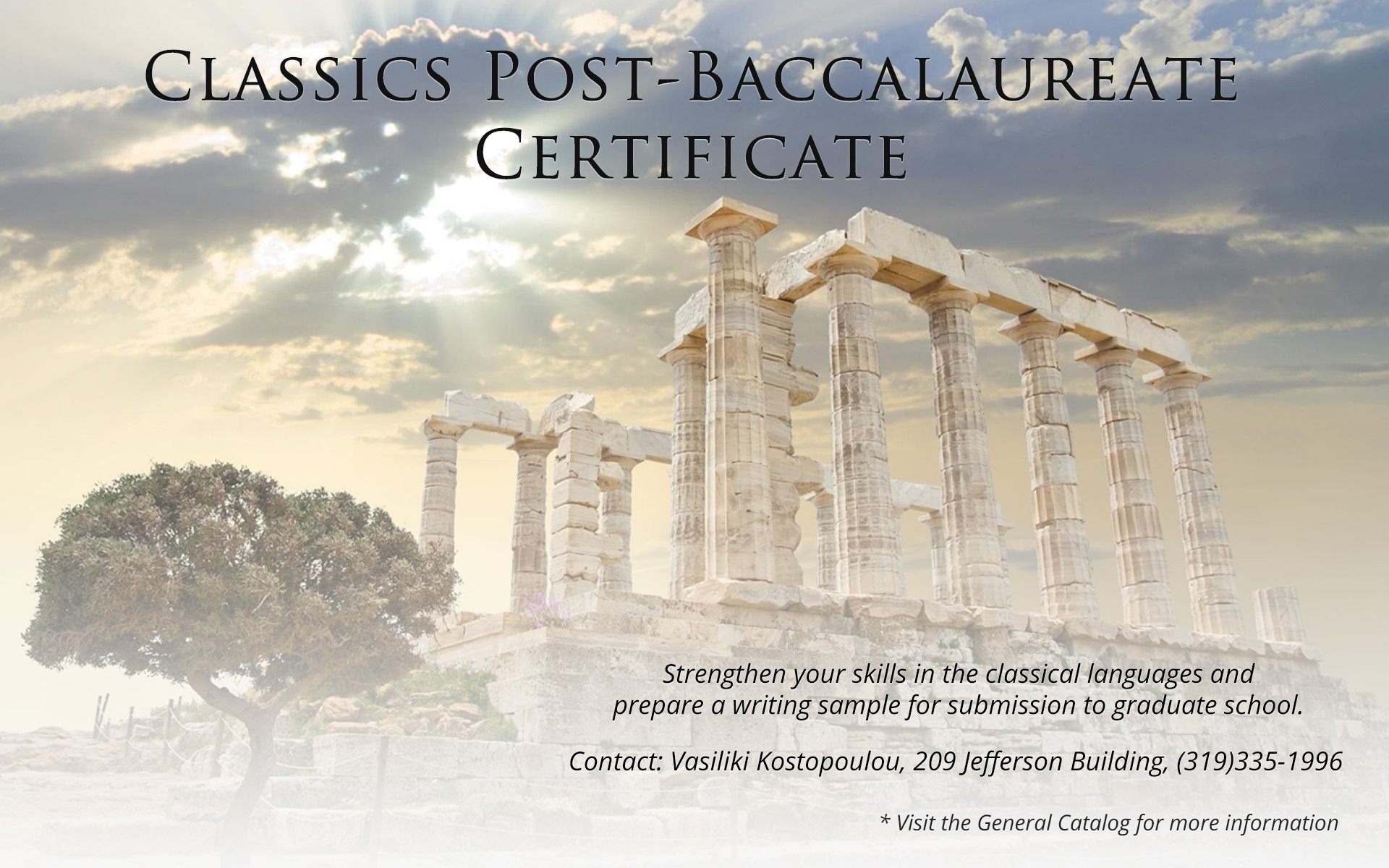 Classics Post-Baccalaureate Certificate