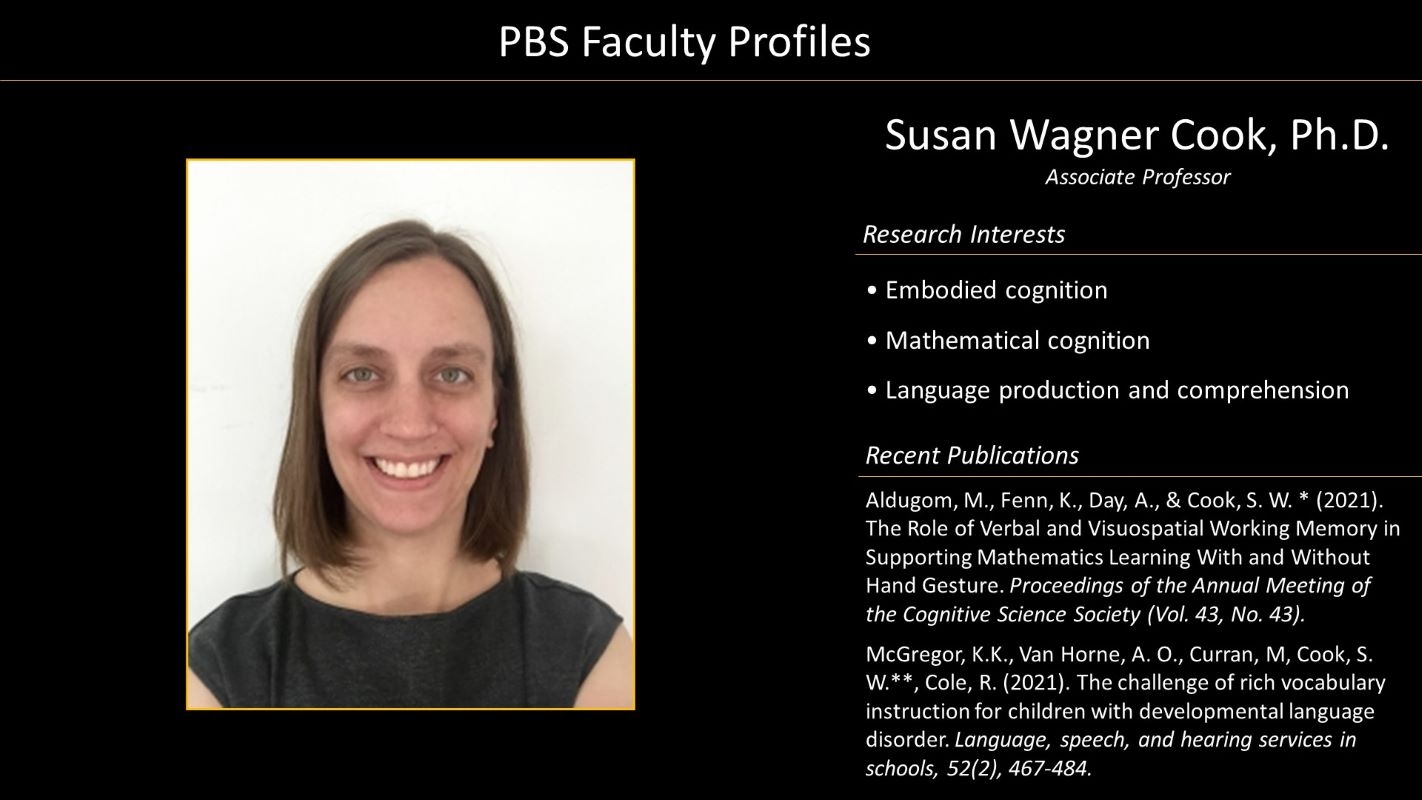 Professor Susan Wagner Cook Faculty Profile and Photo