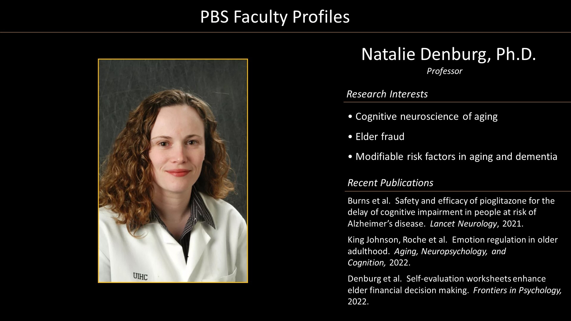 Professor Natalie Denburg Faculty Profile with photo