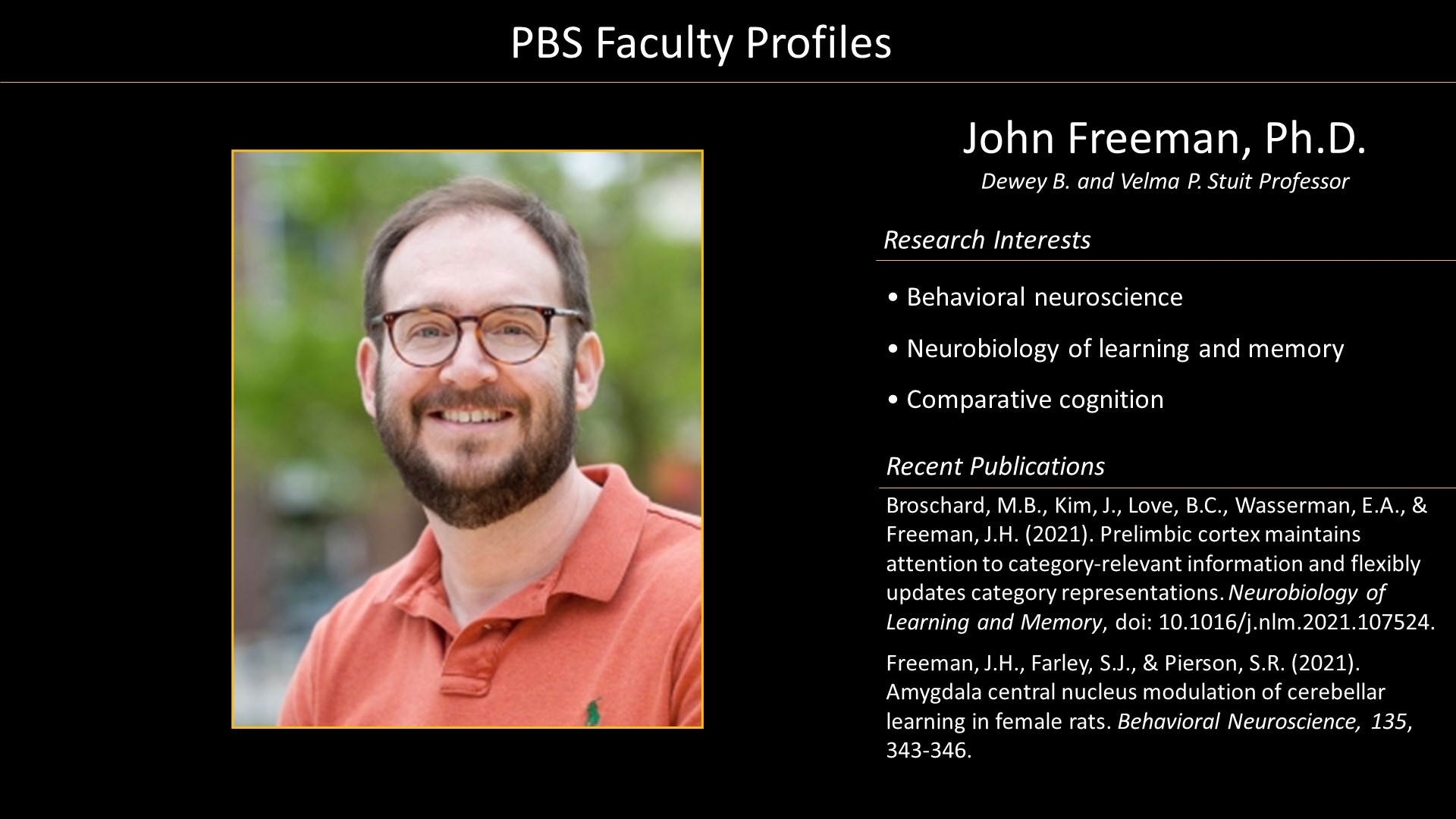 Professor John Freeman Faculty Profile and Photo