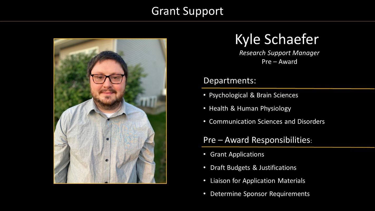 Grant Support Staff Kyle Schaefer with photo