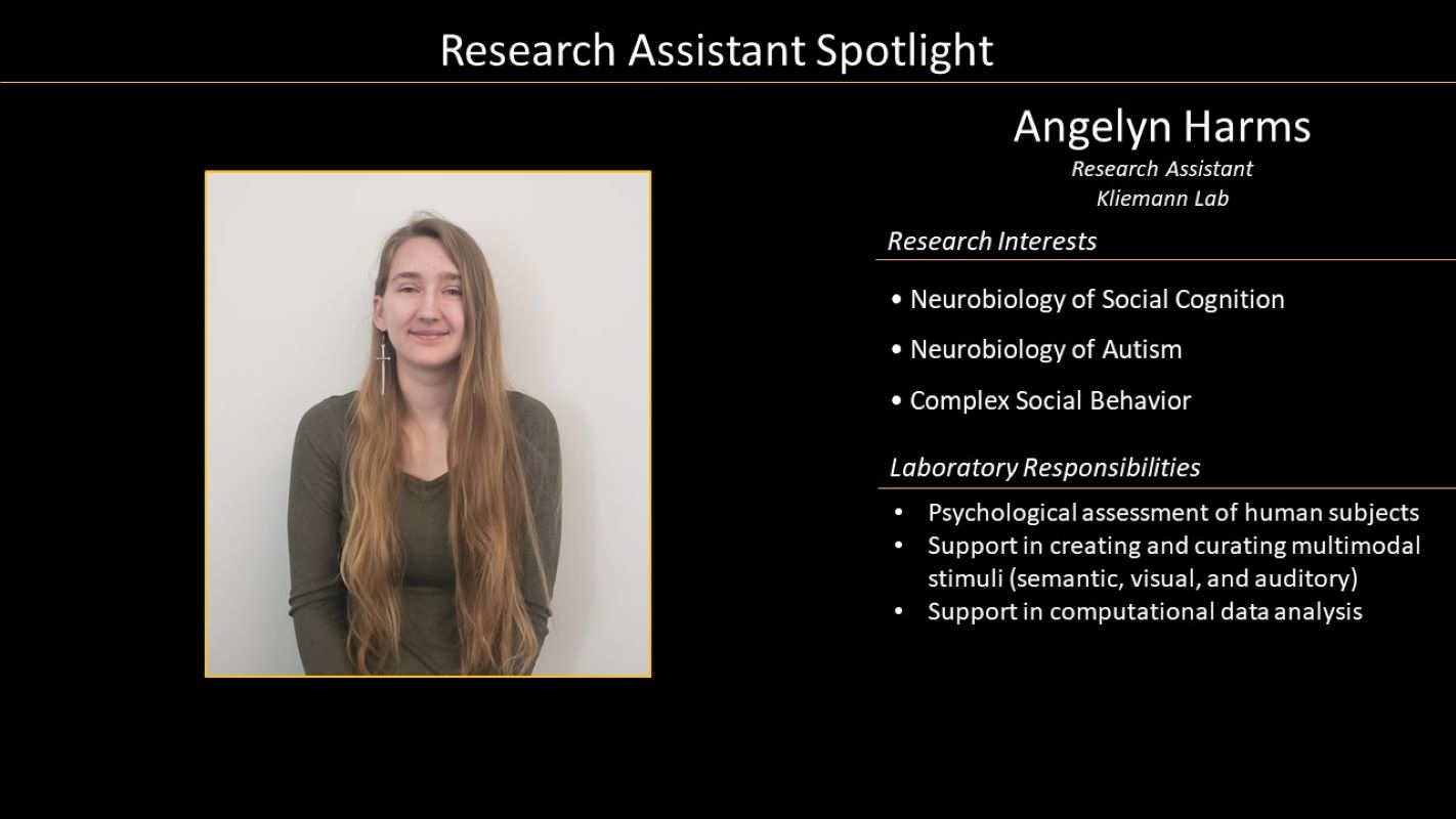 Research Assistant Angelyn Harms profile with photo
