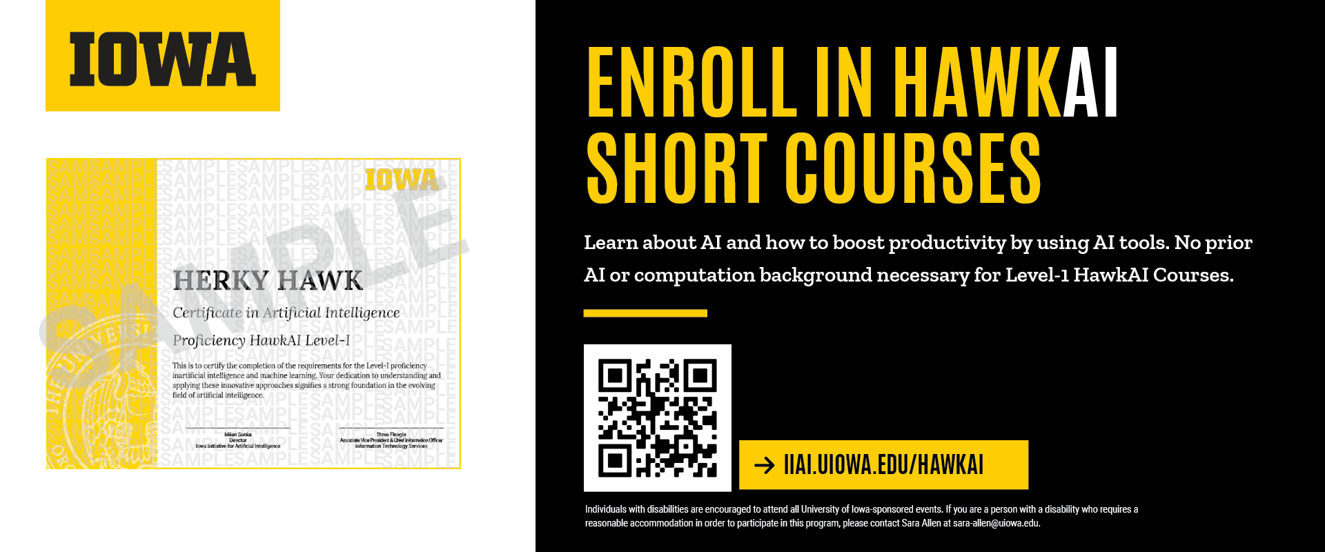 Enroll in HawkAI Short Courses–IIAI.uiowa.edu/hawkai