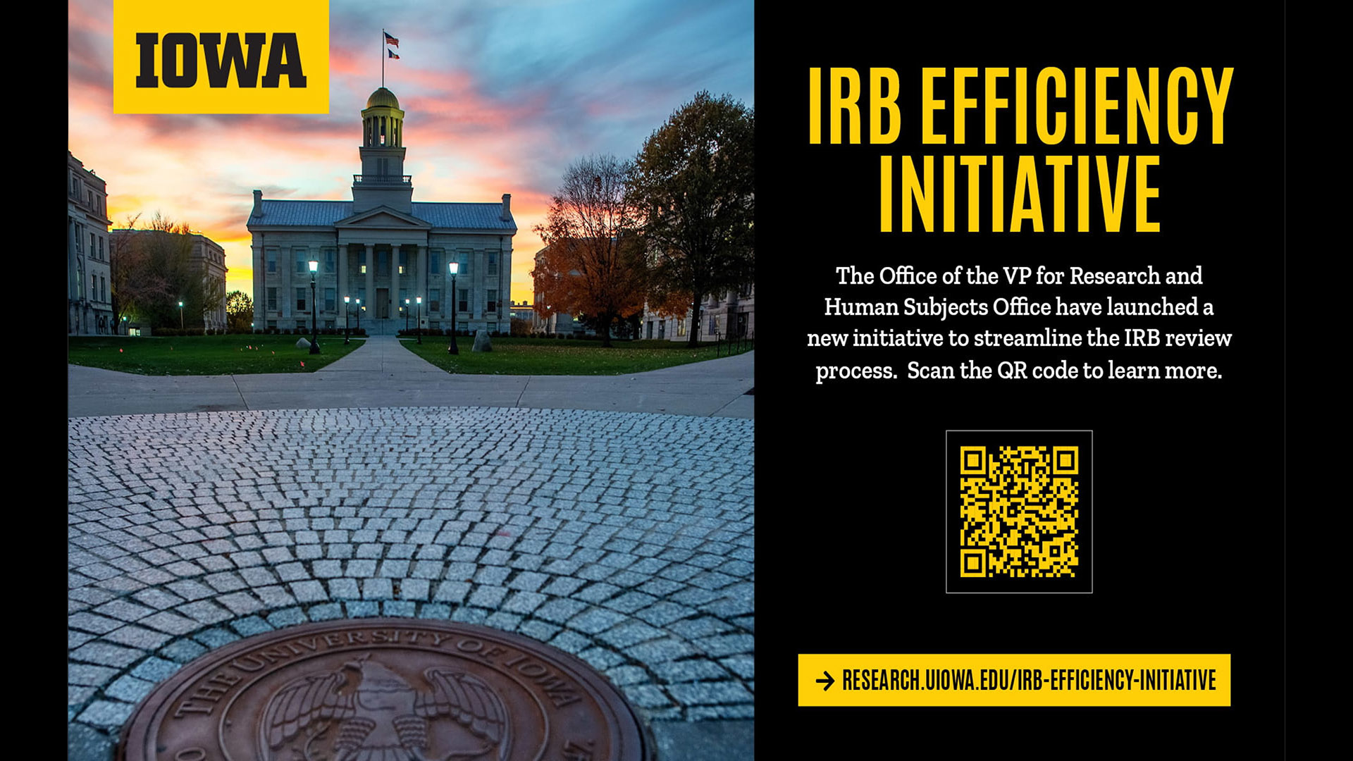 IRB Efficiency Initiative - contact the UI Office of the Vice President for Research for details.