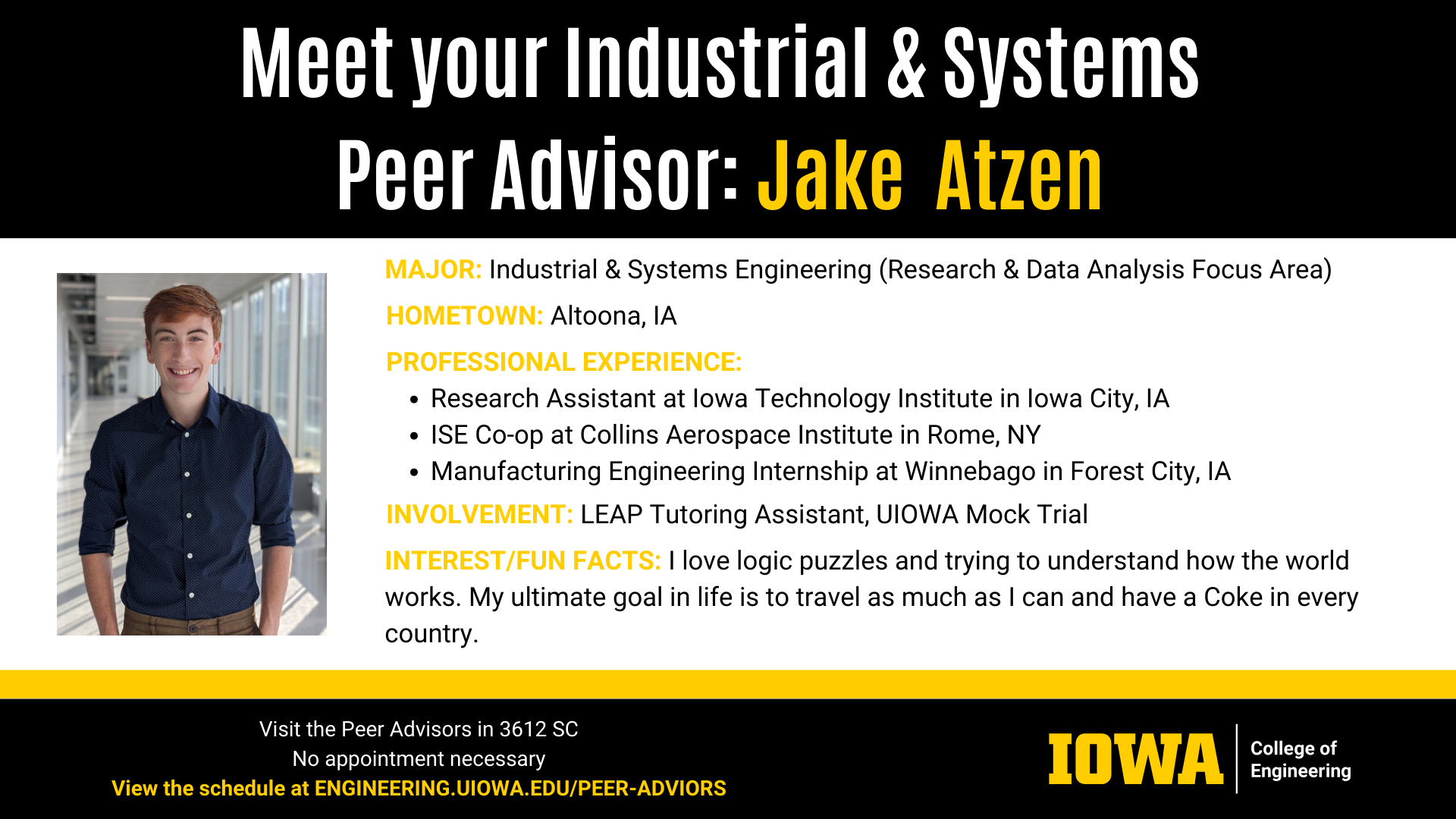 Jake Atzen peer advisor