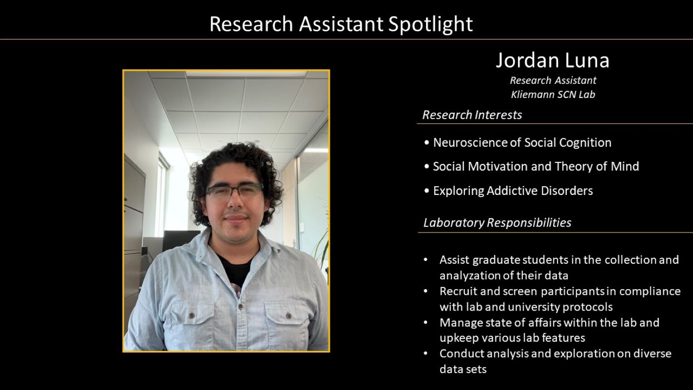 Research Assistant Jordan Luna Profile with Photo