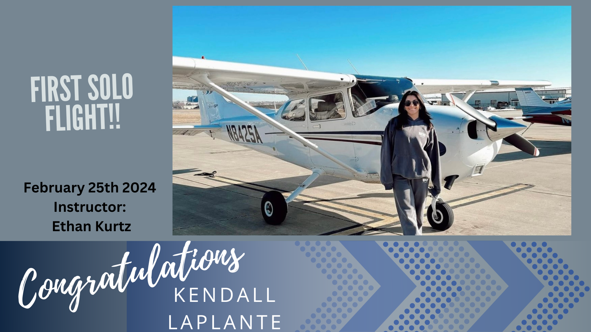 First Solo Flight Kendall Laplante