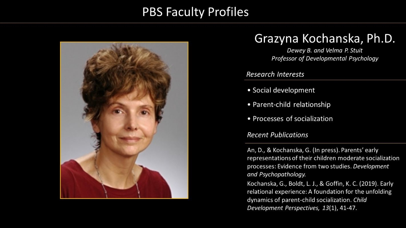 Professor Grazyna Kochanska Profile with Photo