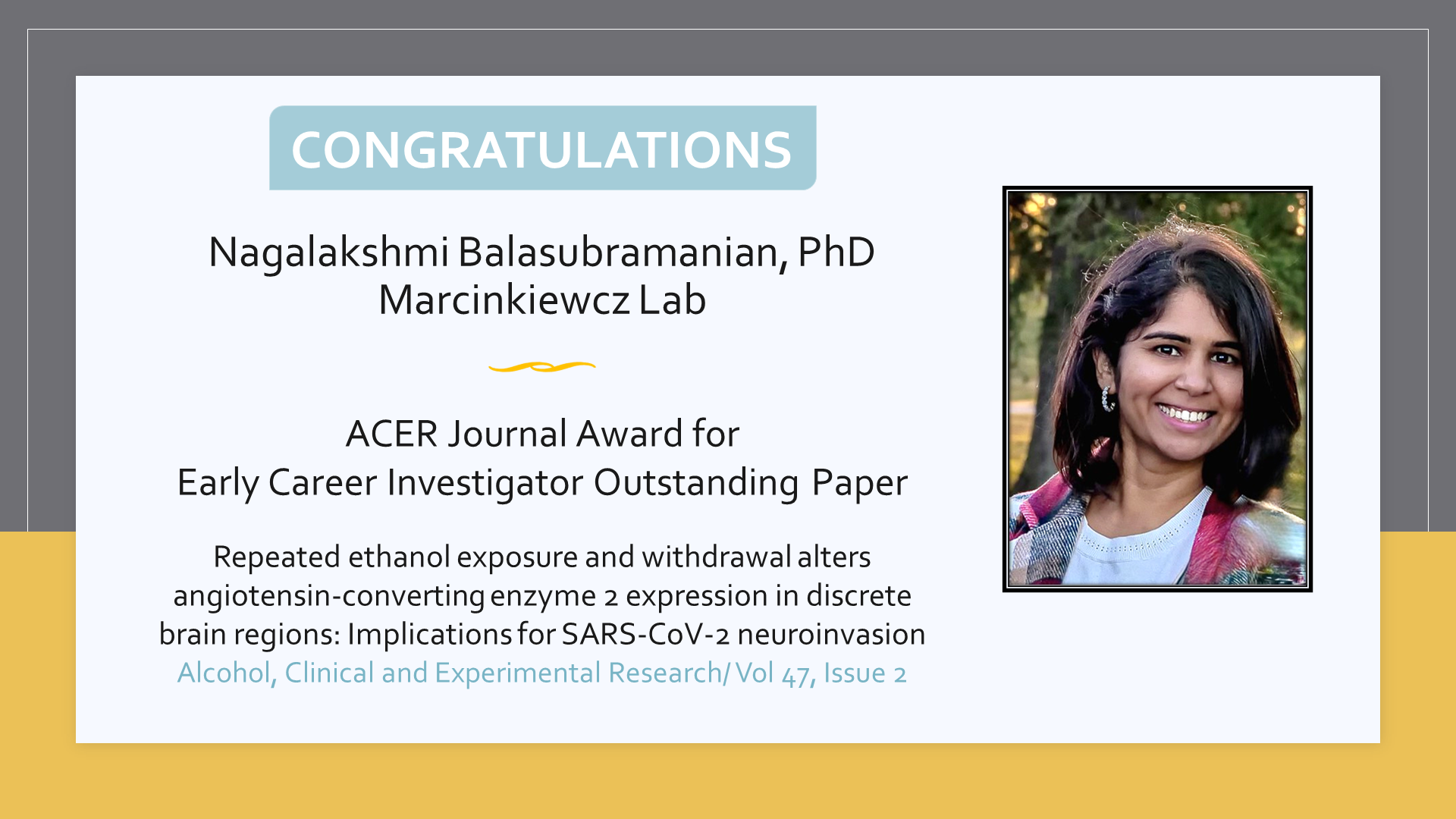 Lakshmi Balasubramanian - ACER Award for Outstanding Paper