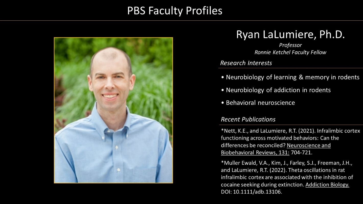 Professor Ryan LaLumiere Profile with Photo