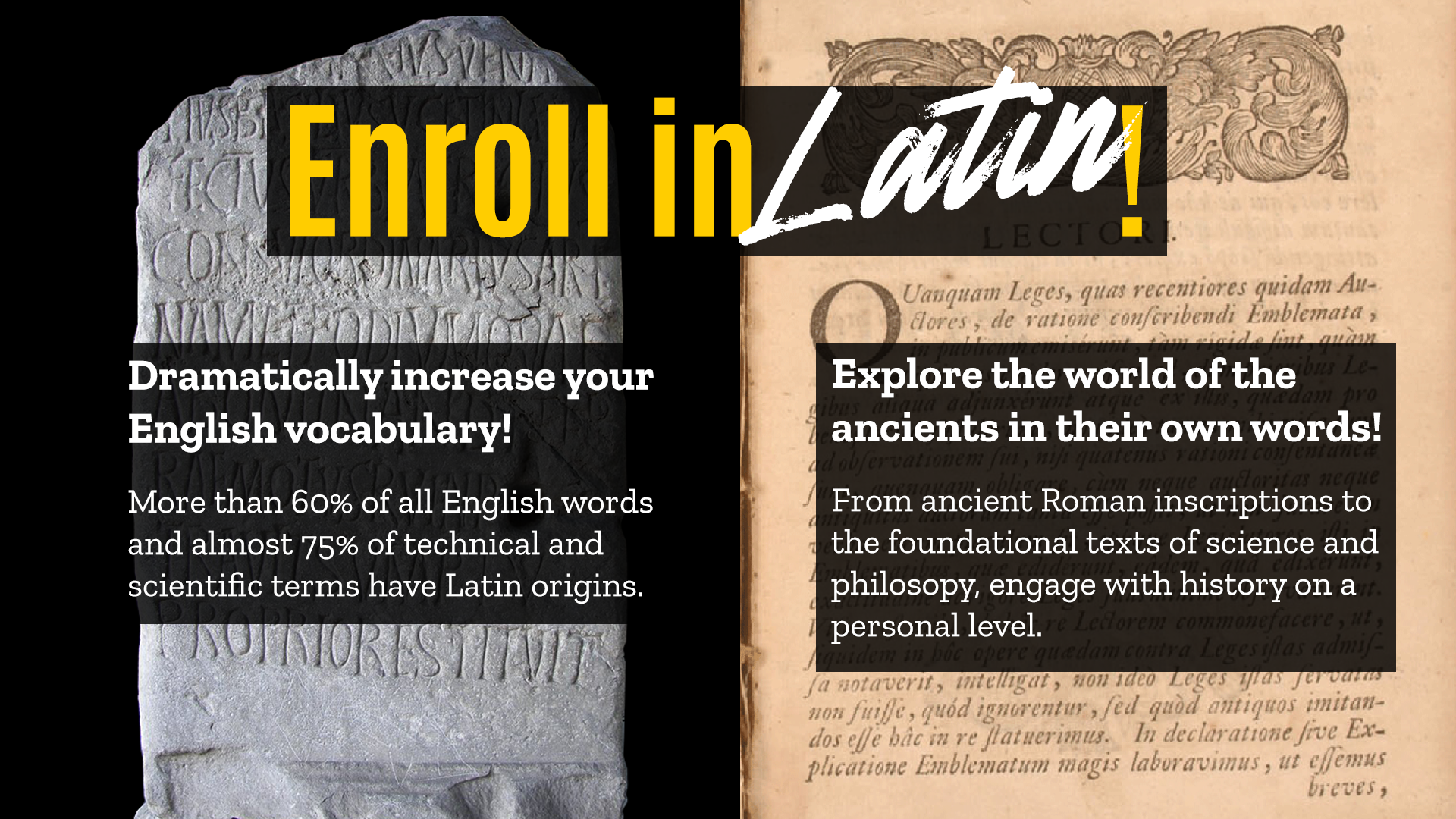 sign encouraging enrollment in Latin