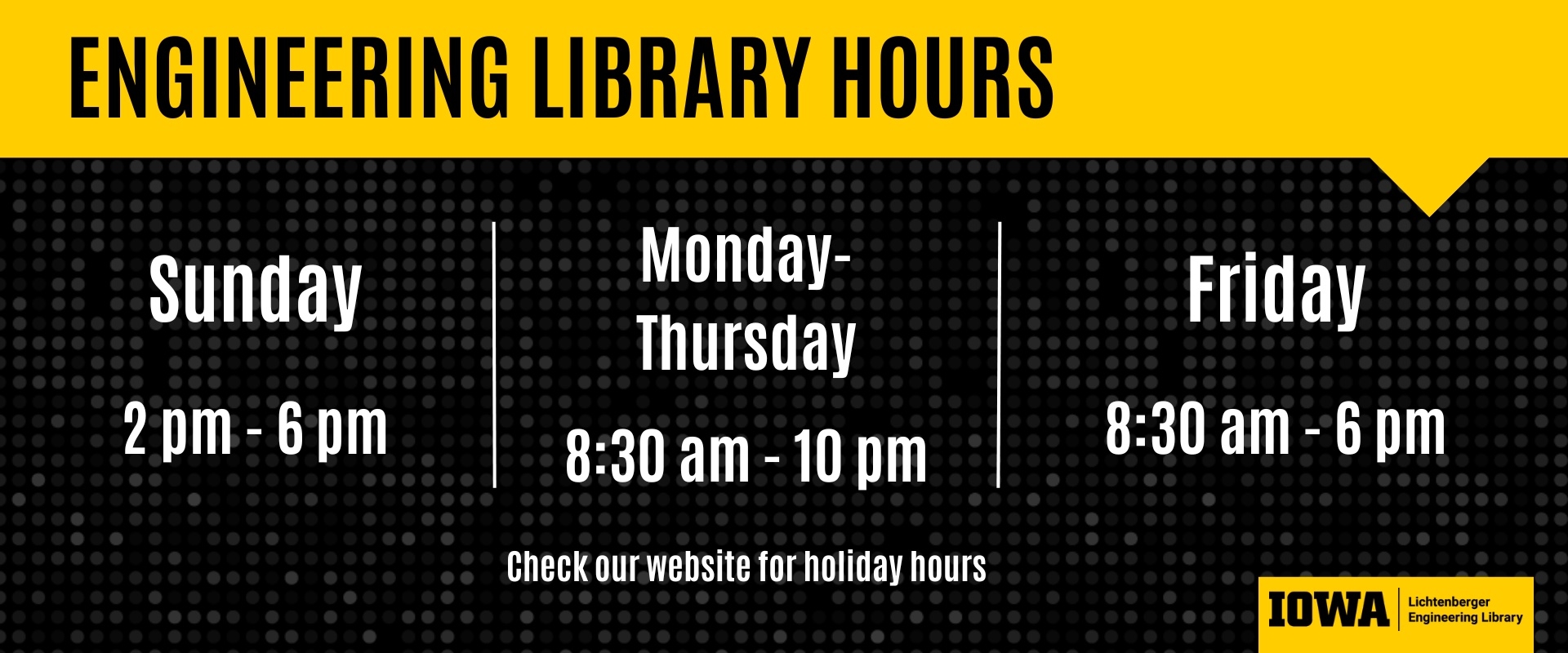 Engineering library Hours (Fall 2023)