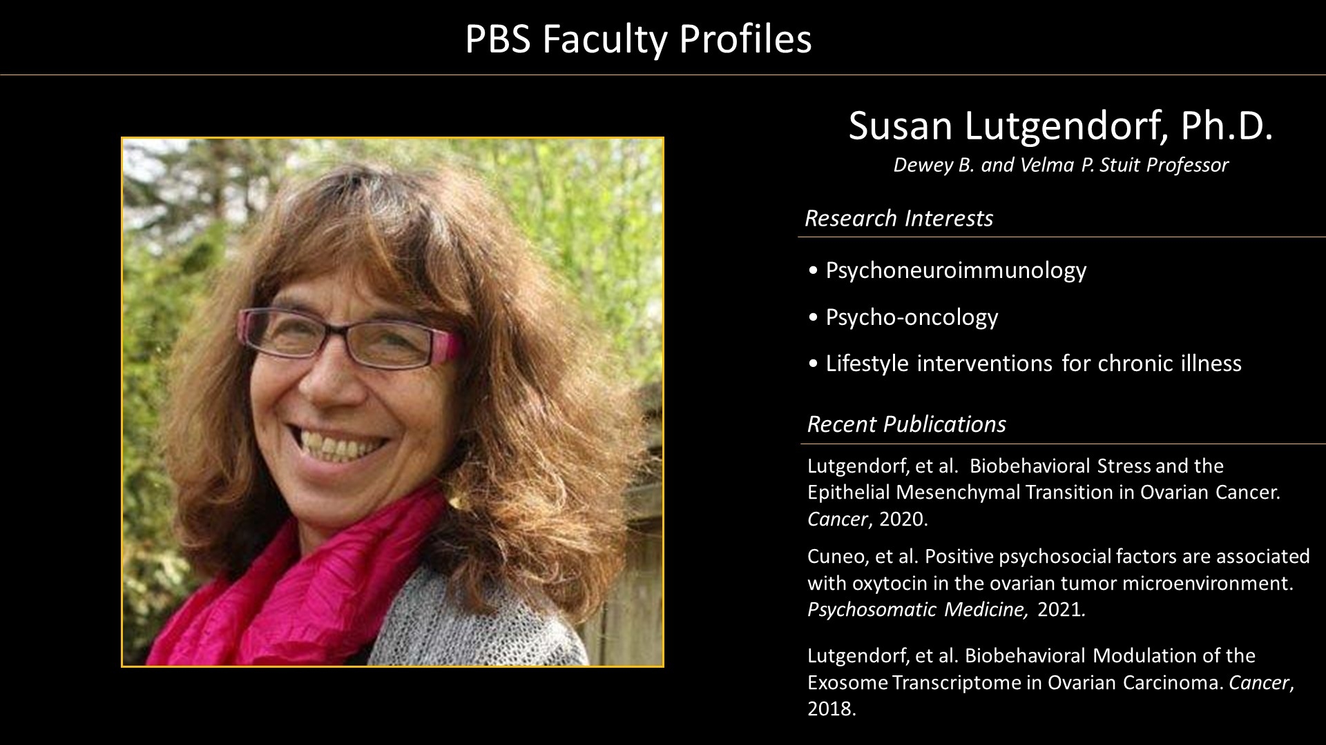 Professor Susan Lutgendorf Faculty Profile and Photo
