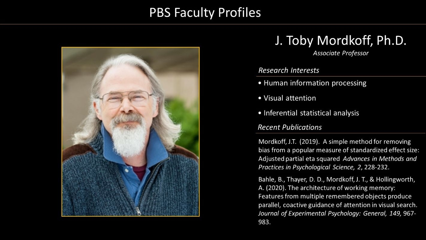 Professor Toby Mordkoff Faculty Profile and Photo