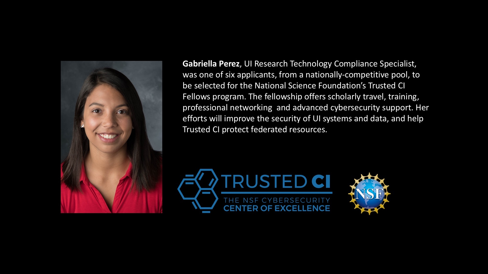 Perez awarded NSF-Trusted CI Fellowship