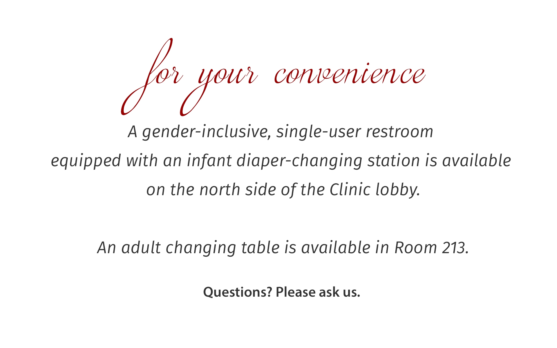 restroom info