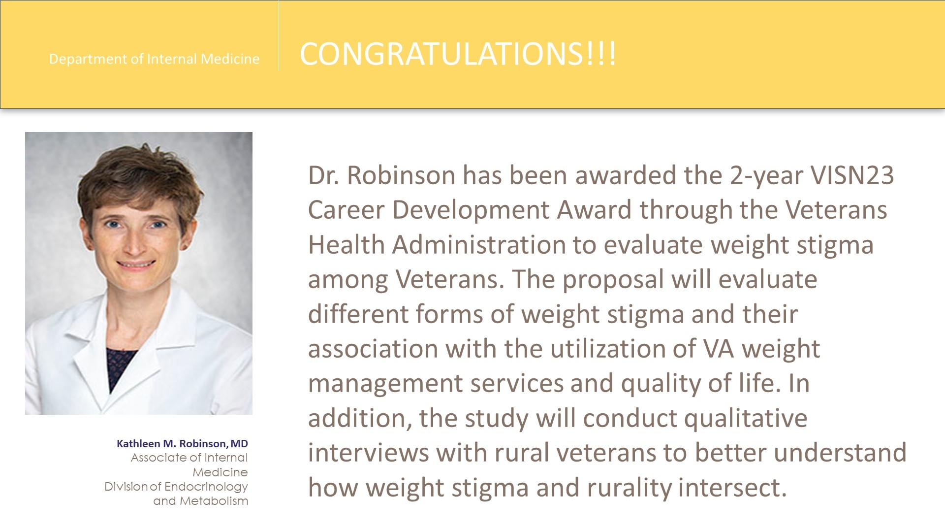 Robinson VISN23 Award