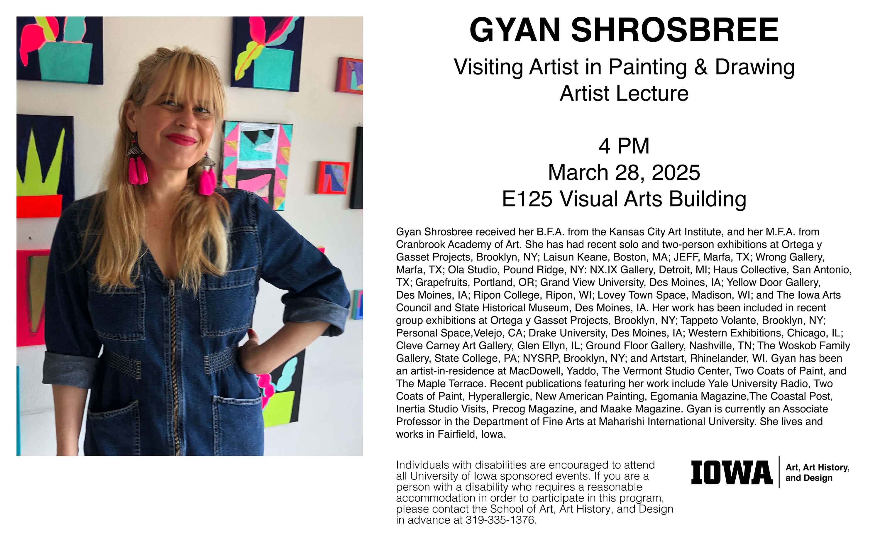 Gyan Shrosbree Artist Lecture March 28, 2025 4:00Pm E125 Visual Arts Building