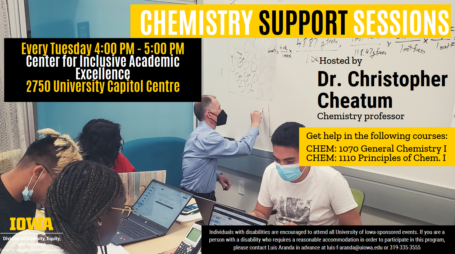 Chem Study Sessions in the CIAE Every Tuesday 4-5 pm