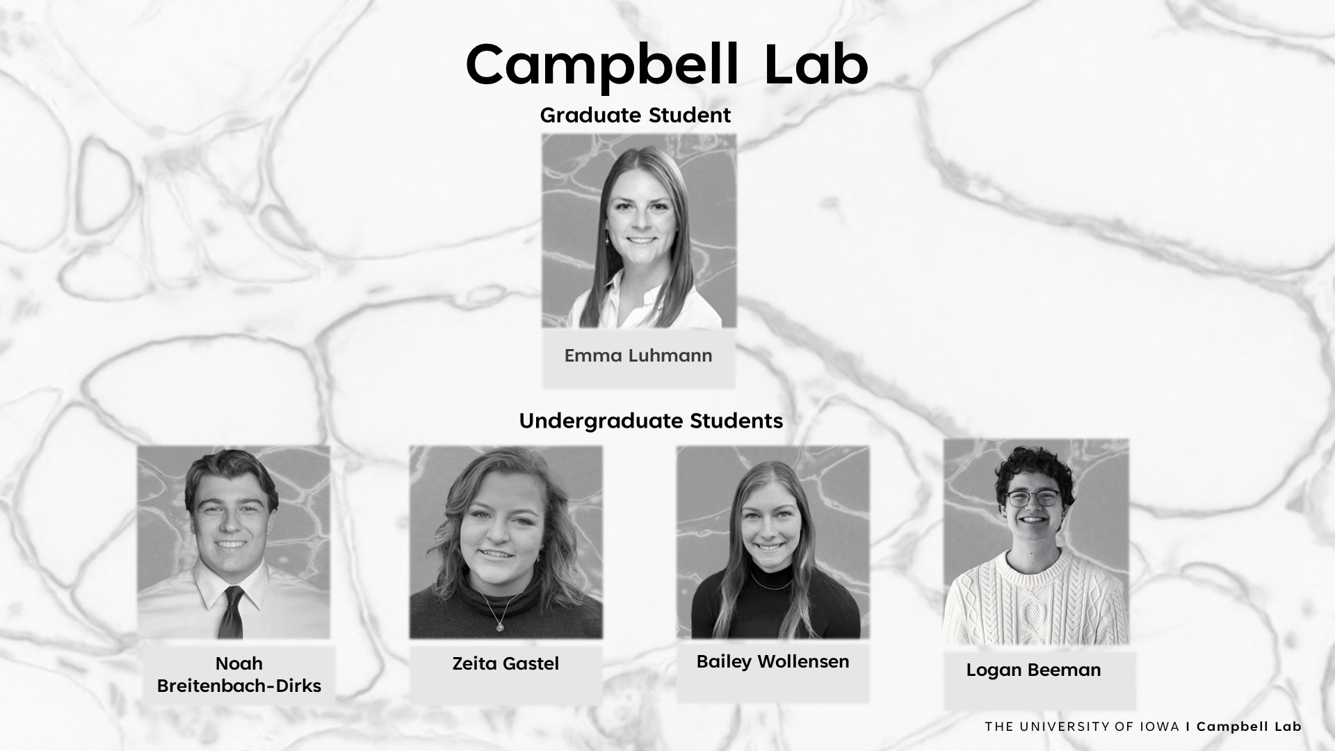 Photos of Campbell Lab grad and undergrad students