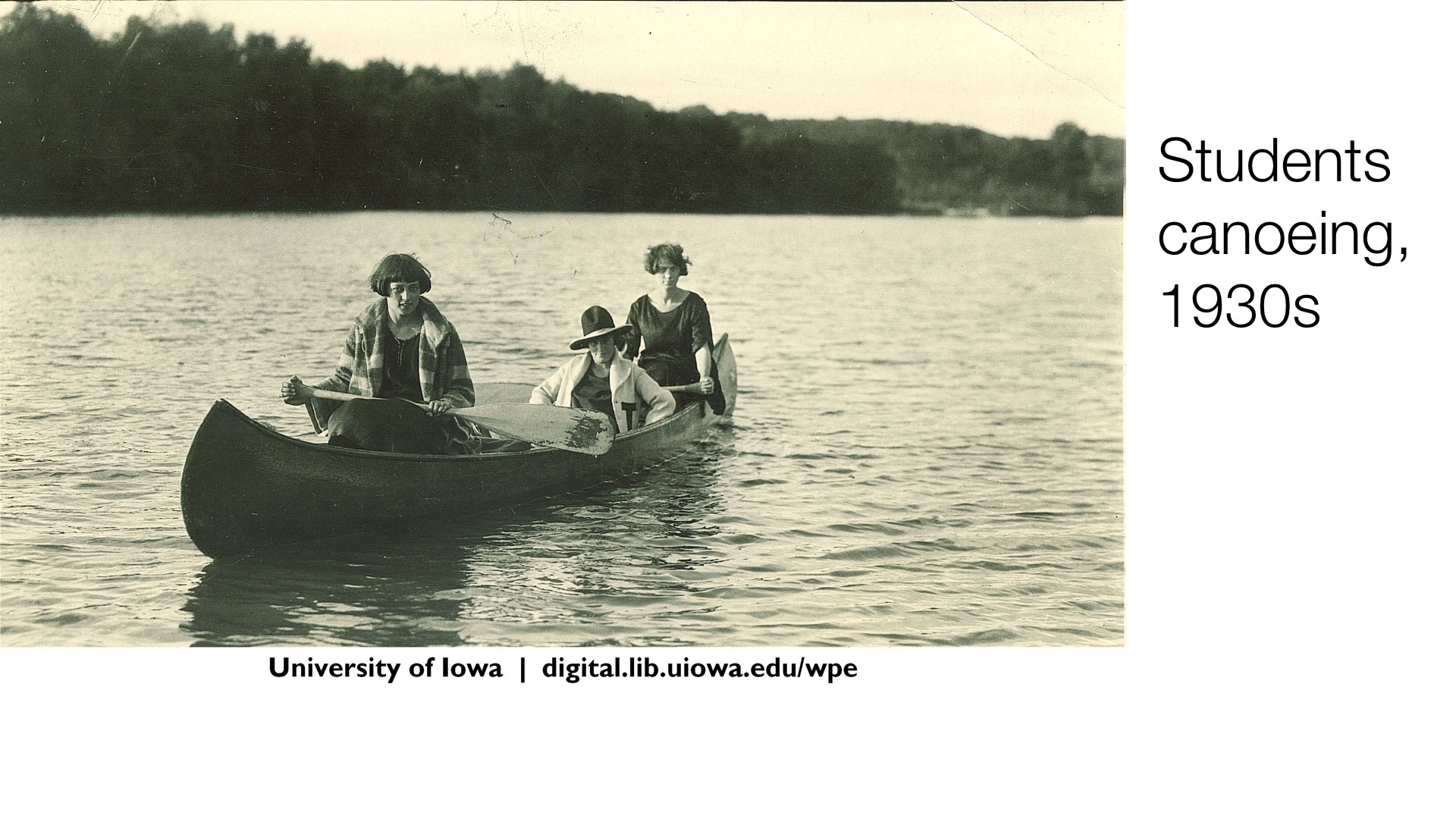Students canoeing, 1930s