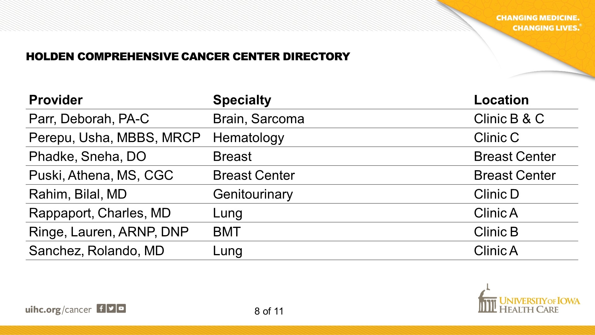 Cancer Center Directory - Slide 8