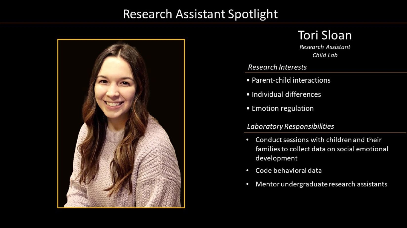 Research Assistant Tori Sloan Profile with Photo